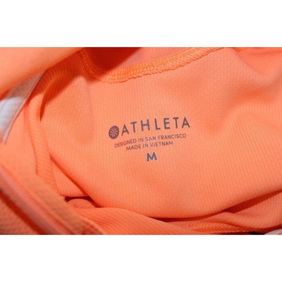 Athleta Womens Orange Sleeveless 1/4 Zipper Neck Mesh Back Top M - Picture 5 of 5